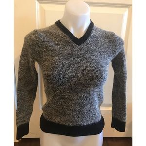 Club Monaco Black Grey V-neck Long Sleeve Wool Alpaca Sweater